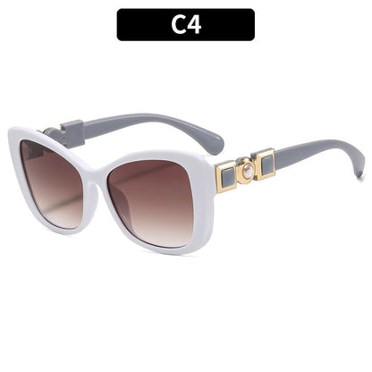 Elegant Butterfly Sunglasses with Pearl Accents UV400 Protection