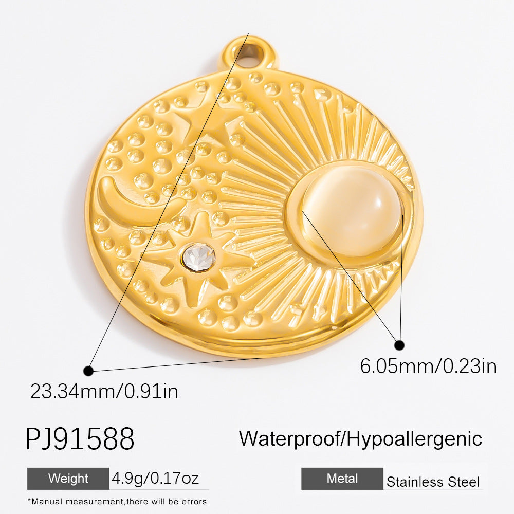 DIY Stainless Steel Moon Sun Pendant Necklace Accessories