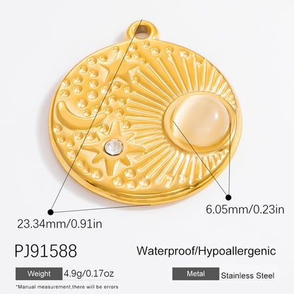 DIY Stainless Steel Moon Sun Pendant Necklace Accessories
