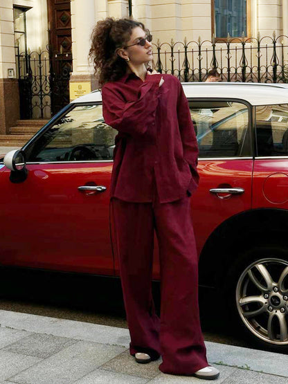 Cotton Long Sleeve Shirt and Pants Set Casual Outfit