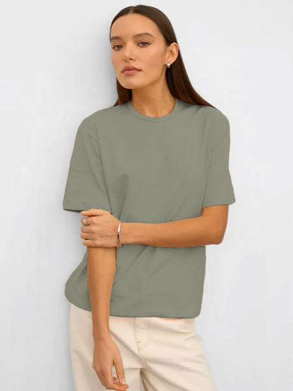 Casual Solid Cotton Short Sleeve T-Shirt for Everyday Wear