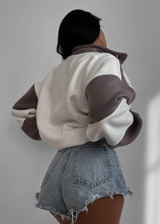 Contrast Panel Zipper Jacket Soft Durable Fabric