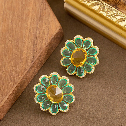 Daisy Flower Zircon Stud Earrings Exquisite Floral Design