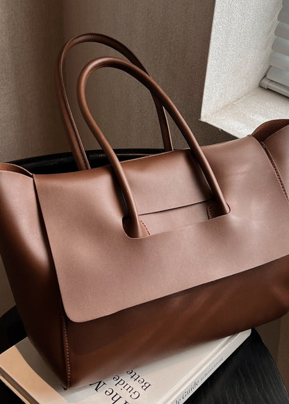 Spacious Pu Tote Bag With Minimalist Flap Design