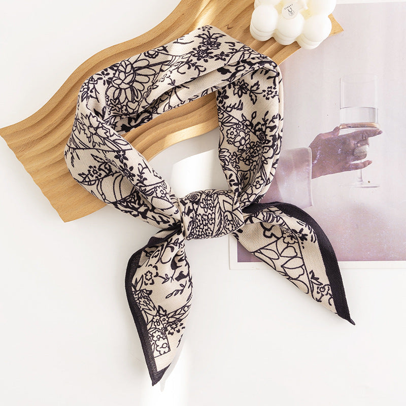 Scarvii - Floral Outline Pattern Square Scarf