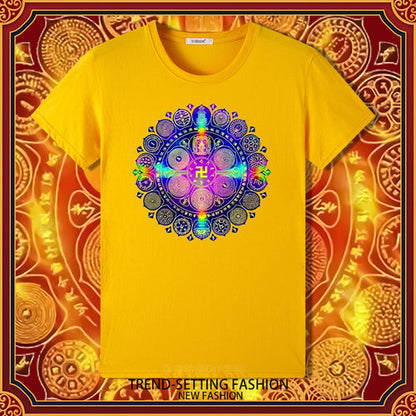 Grand Perfection Victory Mantra Wheel Print Summer Bottom Male And Female Couple Short-Sleeved T-Shirt