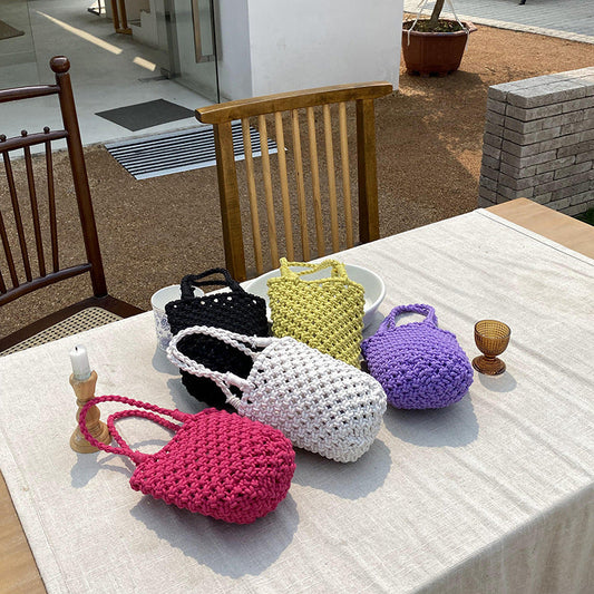 Hollow Out Simple Bucket Woven Bag