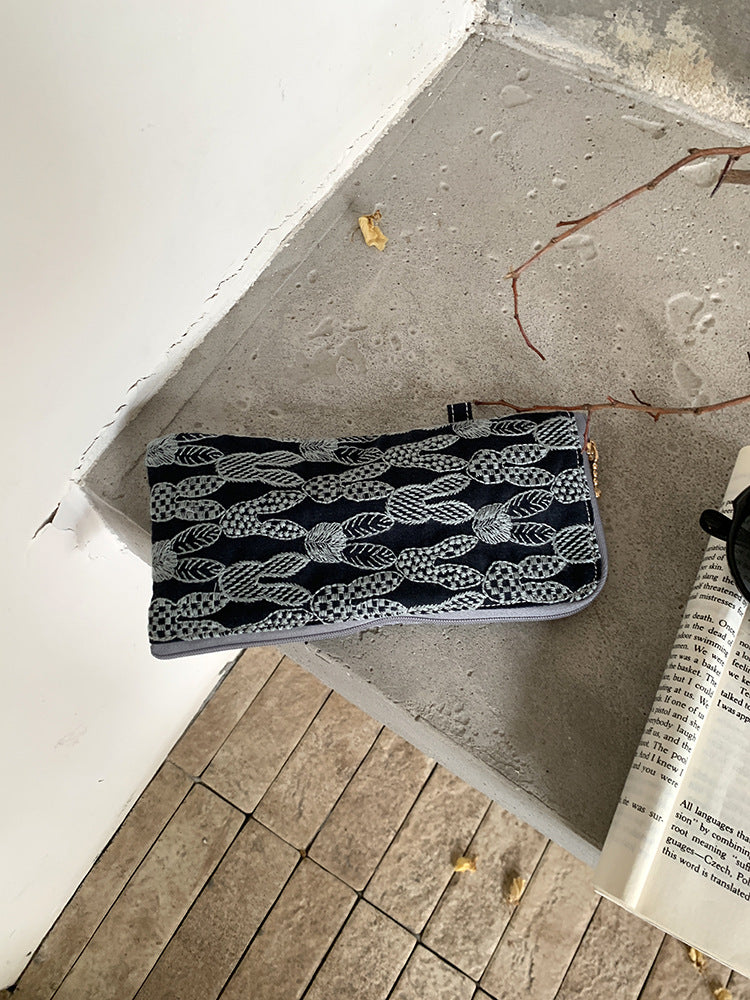 Embroidered Cotton Linen Sunglasses Case Stylish Makeup Bag