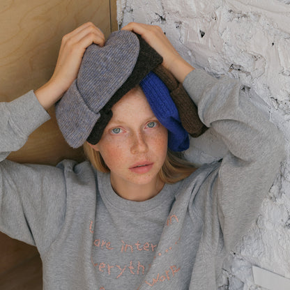 Double-Layer Cashmere Blend Knit Beanie Hat for Men and Women