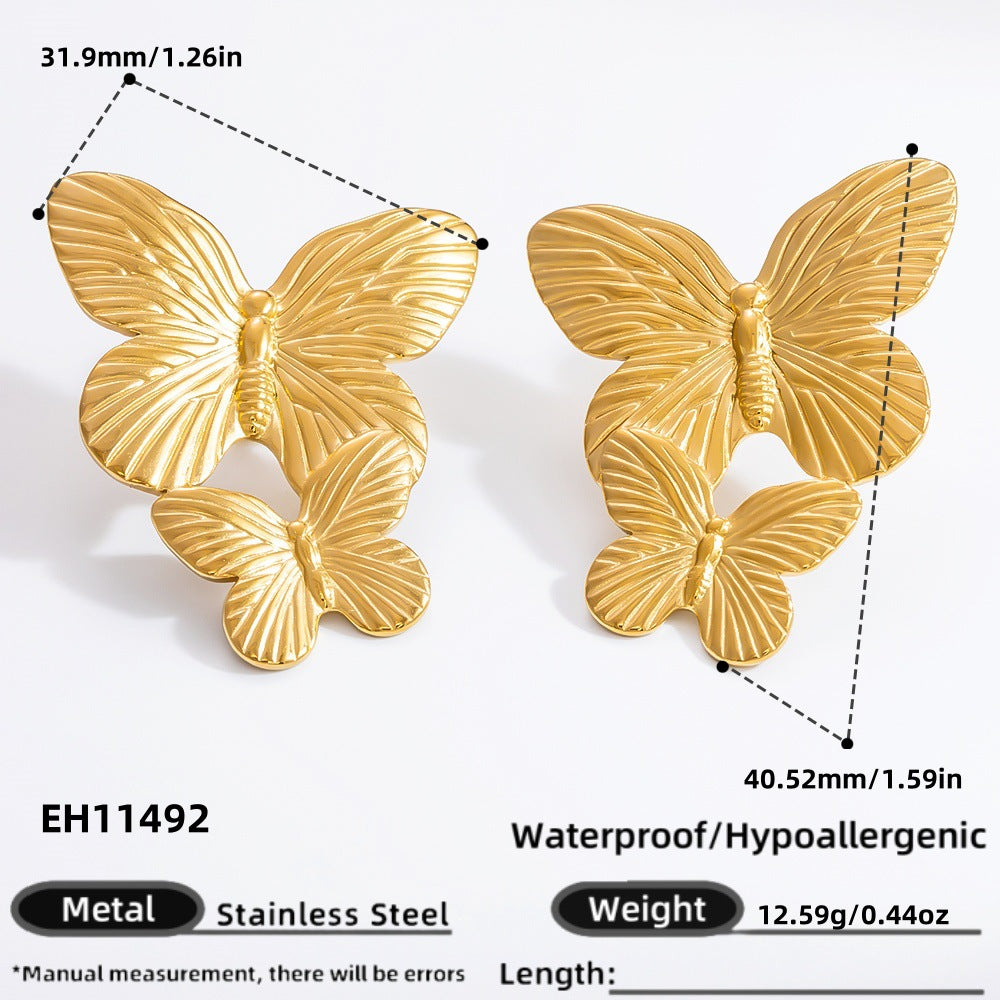 Floral Stainless Steel Stud Earrings Elegant Silver