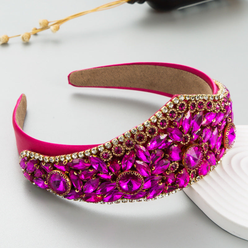 Baroque Style Wide Headband with Crystal Accents