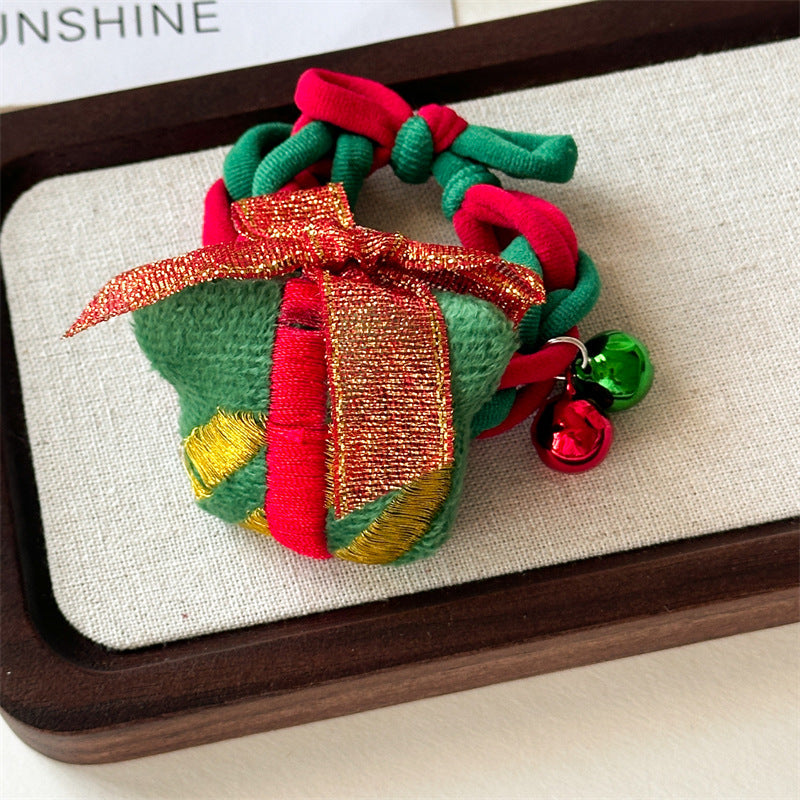 Cute Christmas Tree Braided Velvet Hair Tie