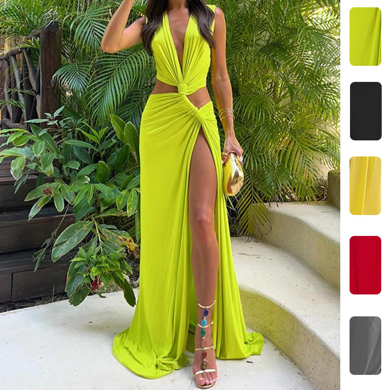 Sexy Hollow Out Irregular Midi Dress