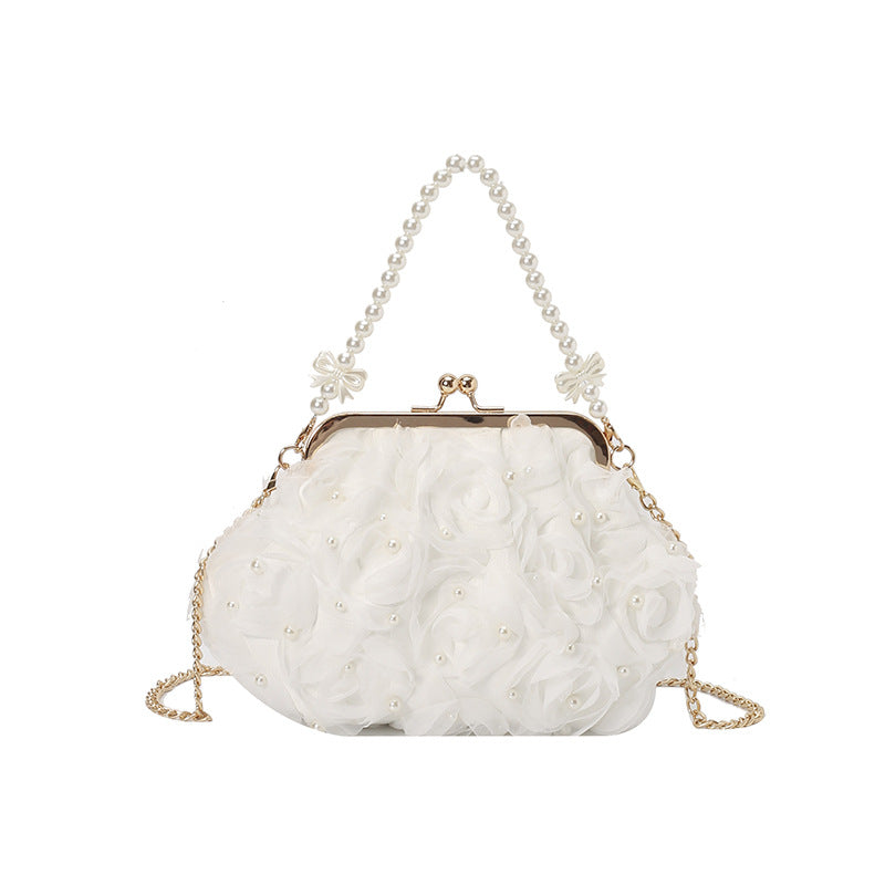 Floral Pearl Shoulder Bag Chic Crossbody Bag