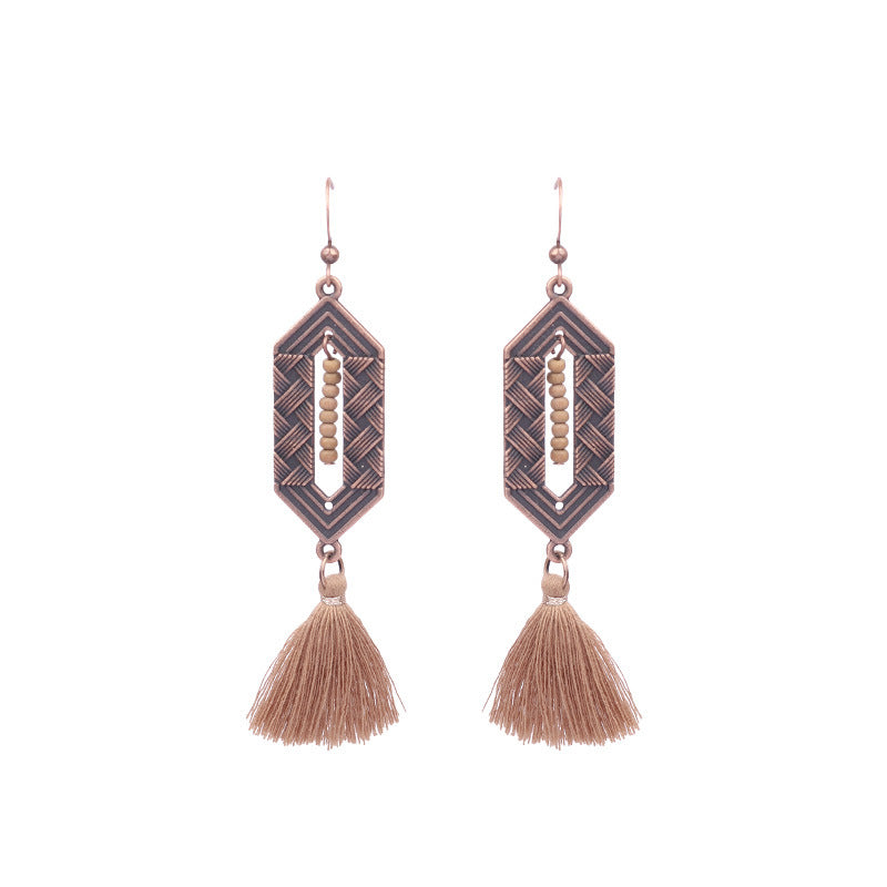 Trendy Vintage Boho Tassel Earrings Alloy Drop Dangle Jewelry Set