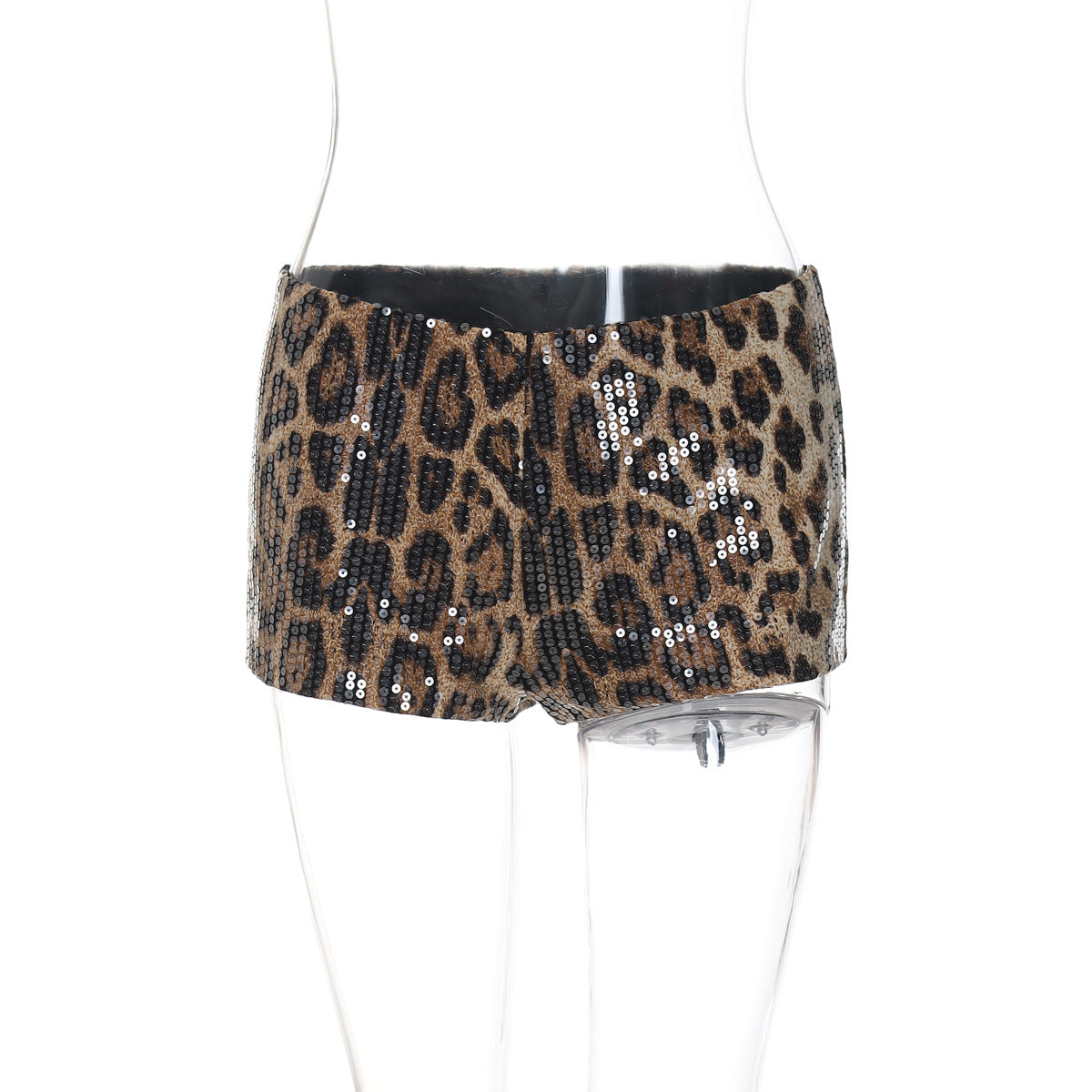 Sparkly Leopard Print Tight Fitting Shorts for Night Out