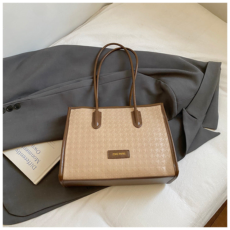 Large Capacity Houndstooth Tote Bag For Women Casual Stylish