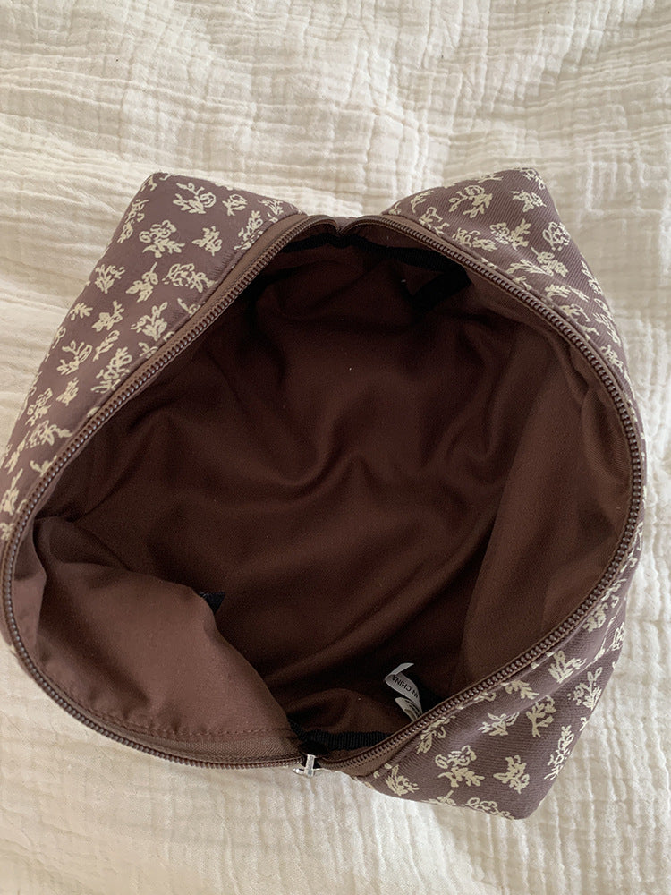 French Floral Makeup Organizer Bag Portable Travel Cosmetic Case
