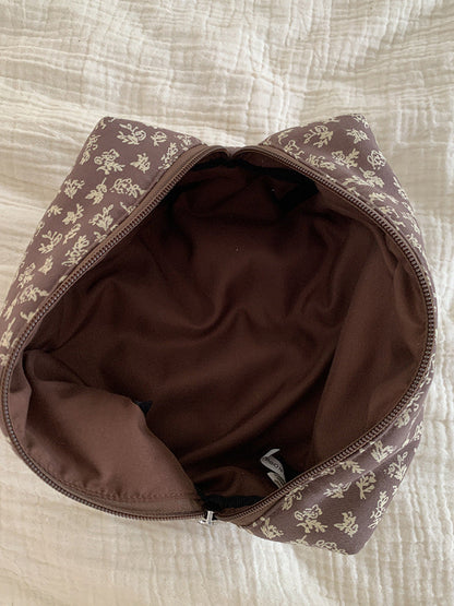 French Floral Makeup Organizer Bag Portable Travel Cosmetic Case