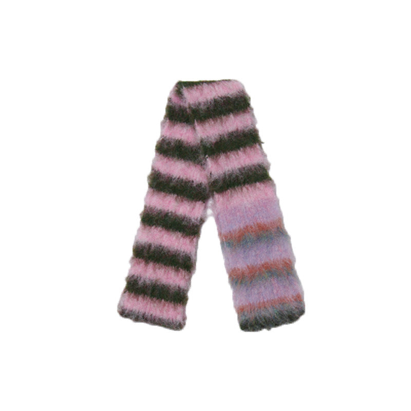 Color Block Striped Knitted Scarf Soft Acrylic Winter Accessory