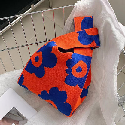 Knitted Tote Bag With Cute Designs Soft Polyester Casual