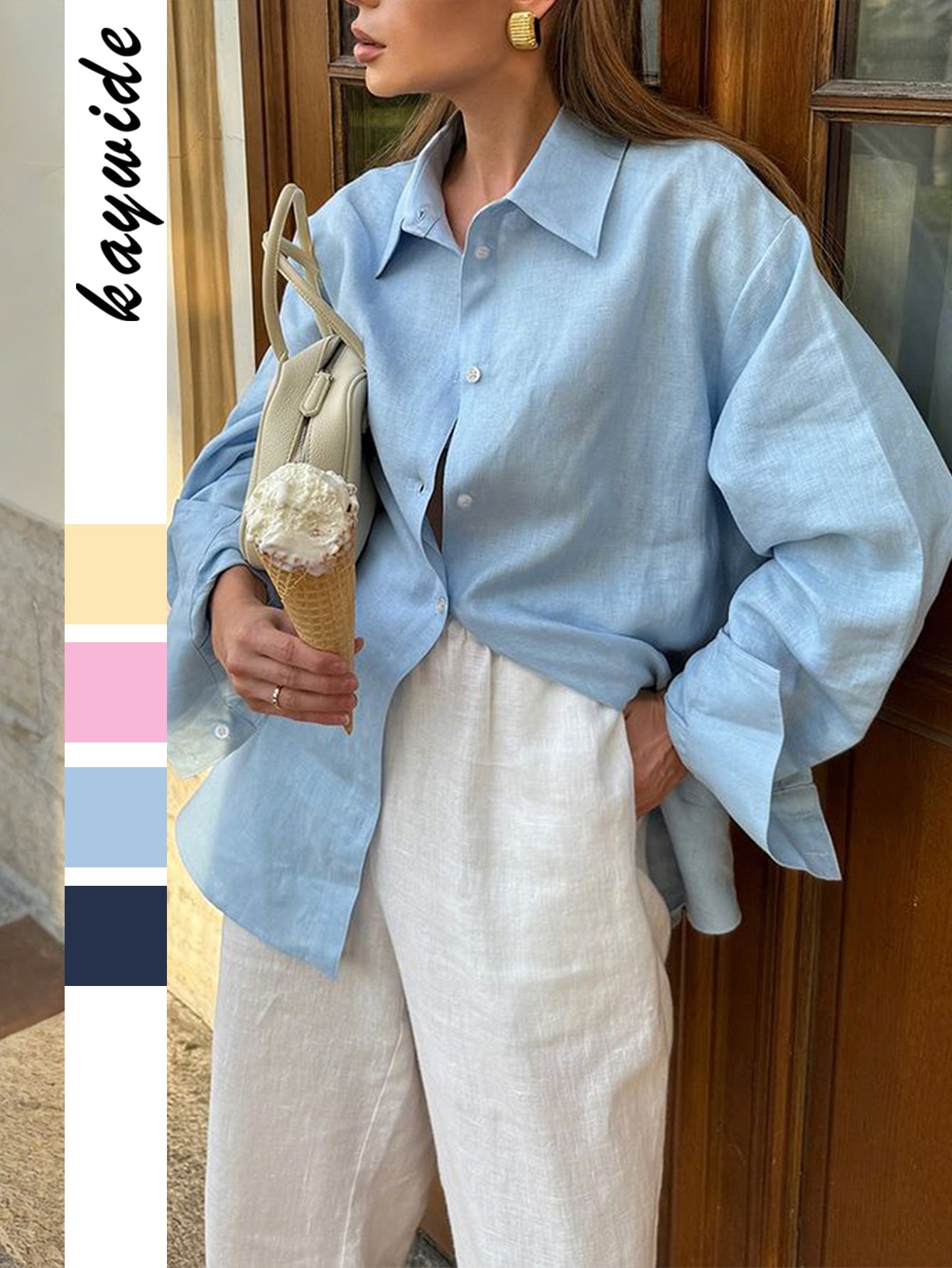 Casual Solid Long Sleeve Shirt for Women