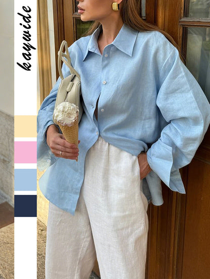 Casual Solid Long Sleeve Shirt for Women