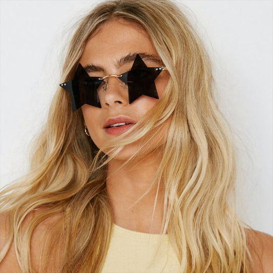 Fashionable Frameworkless Star-Shaped Sunglasses Punk Style