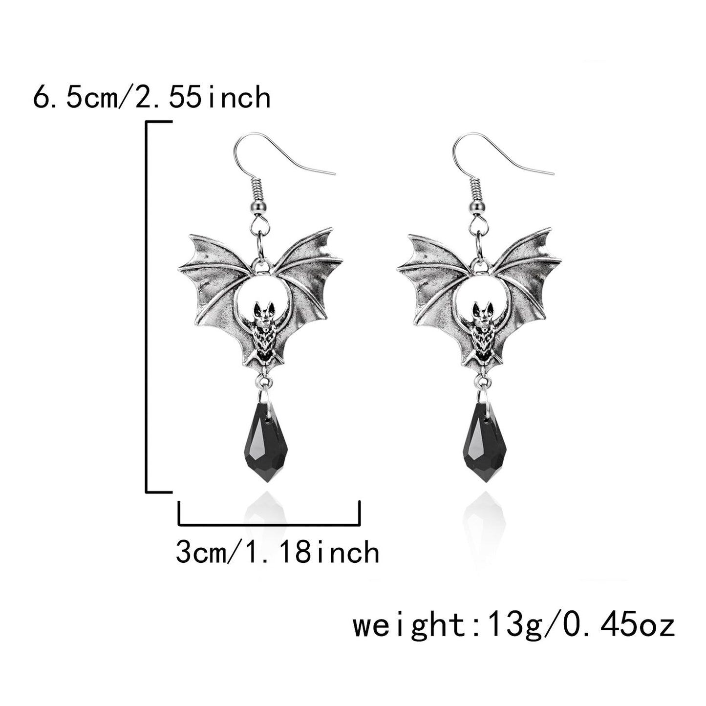 Vintage Gothic Bat Halloween Dangle Earrings