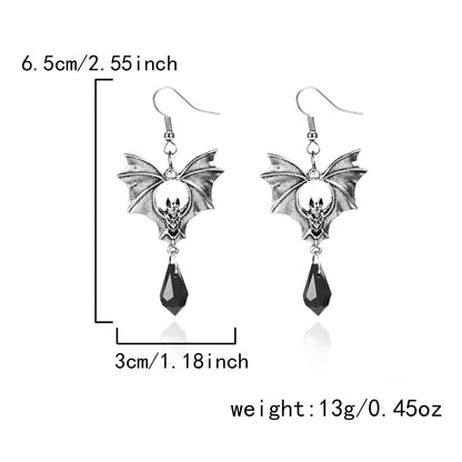 Vintage Gothic Bat Halloween Dangle Earrings
