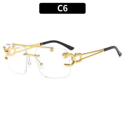 Fashionable Metal Double Beam Leopard Sunglasses UV400 Protection