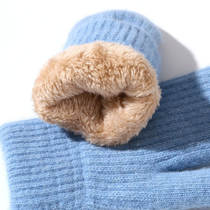 Simple Padded Knit Mittens Gloves