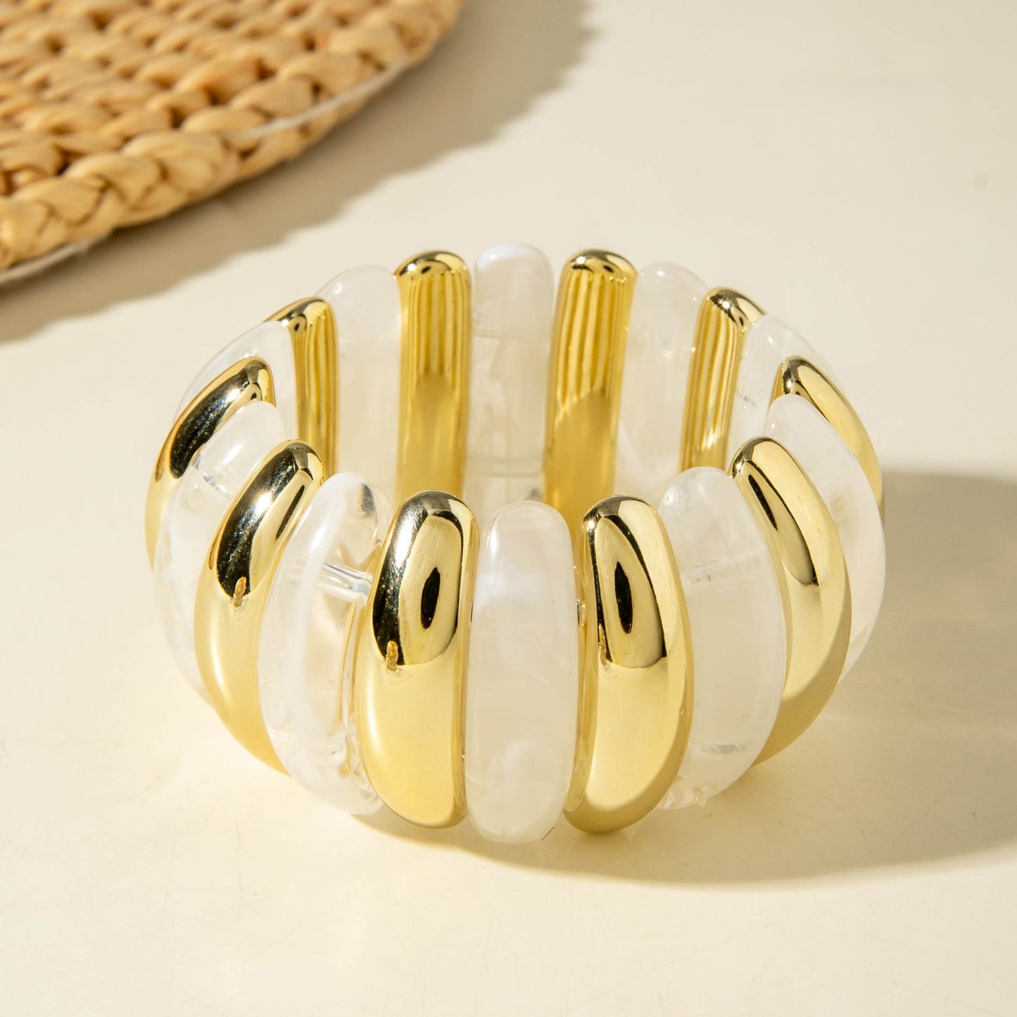 Exaggerated Acrylic Bead Bracelet Set Colorful Retro Jewelry