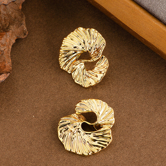 Abstract Geometric Metal Stud Earrings For Women