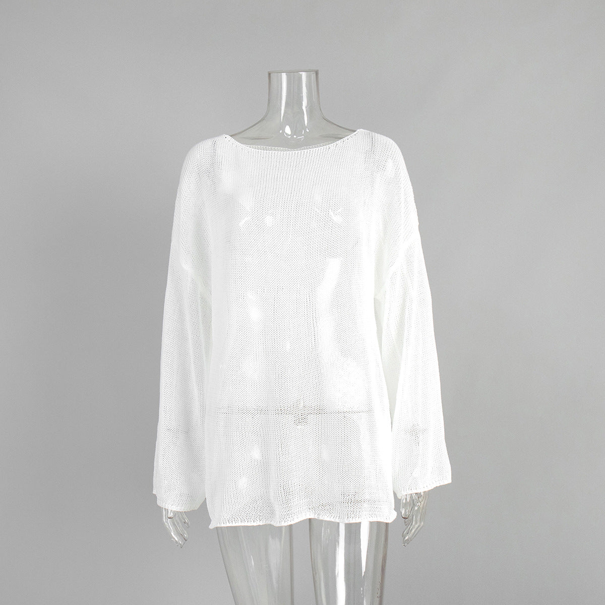 Casual Solid Color Long Sleeve Sweater Knit Top