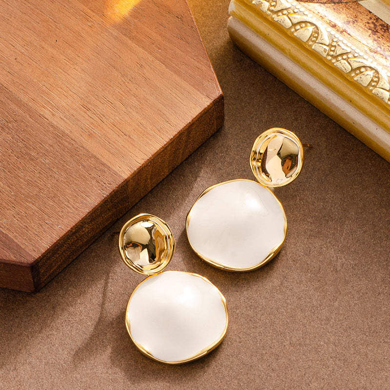 French Chic Minimalist Enamel Dangle Earrings For Women