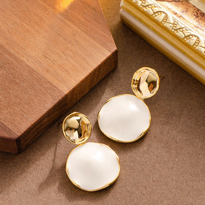 French Chic Minimalist Enamel Dangle Earrings For Women