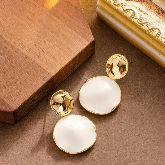 French Chic Minimalist Enamel Dangle Earrings For Women