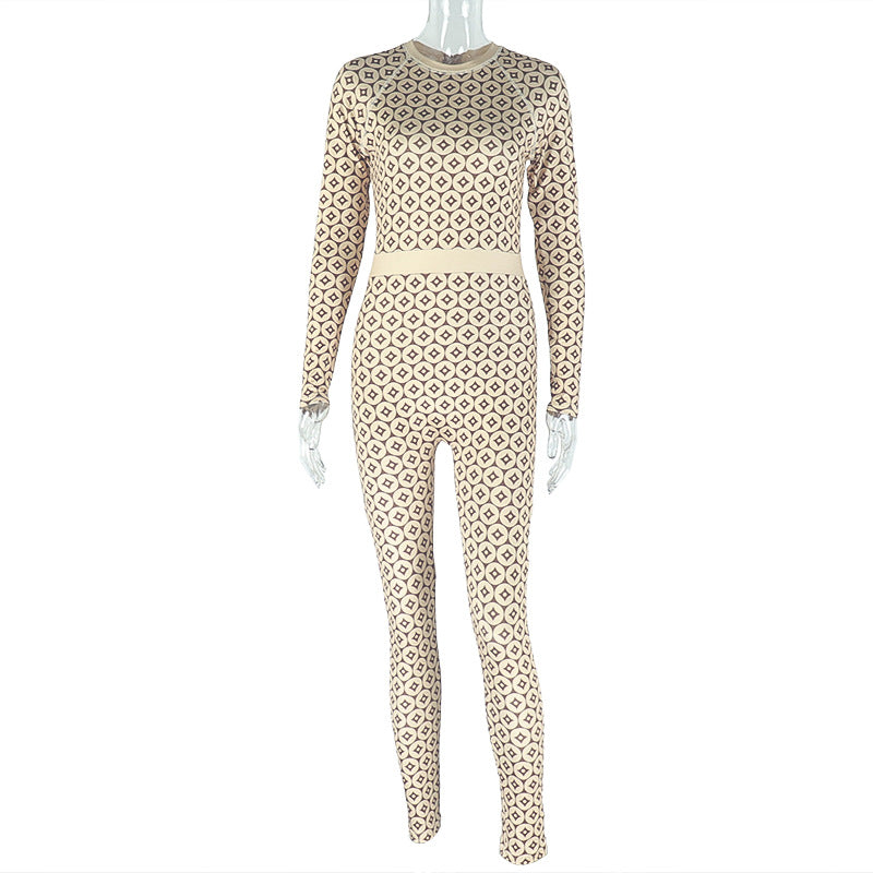 Trendy Casual Slim-Fit Long Sleeve Jumpsuit With Print