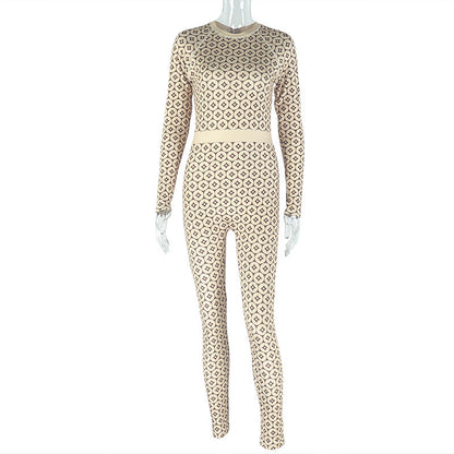 Trendy Casual Slim-Fit Long Sleeve Jumpsuit With Print