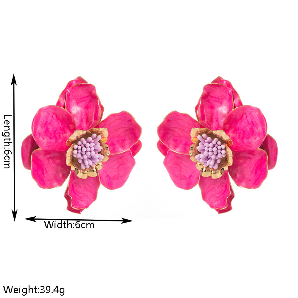 Elegant Vintage Camellia Flower Earrings Luxury Style
