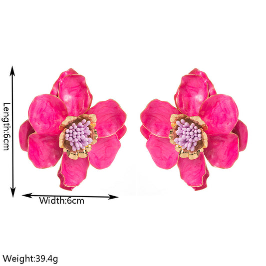 Elegant Vintage Camellia Flower Earrings Luxury Style