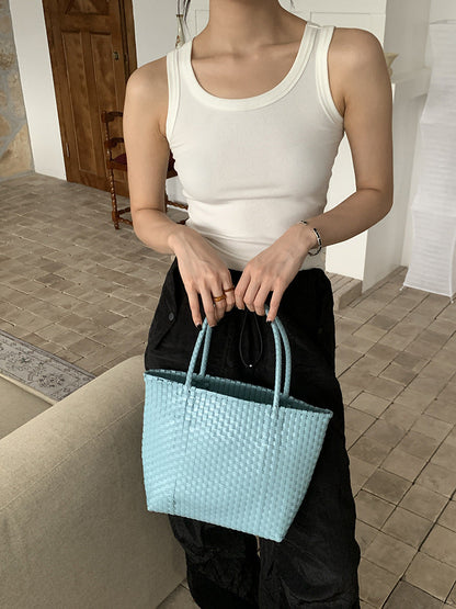 Summer Straw Tote Bag Handmade PVC Beach Shoulder Bag