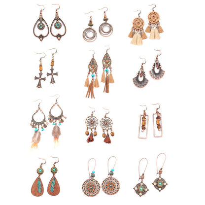 Bohemian Style Handmade Tassel Earrings with Heart-Shaped Design