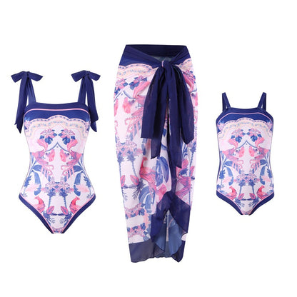 New Women’S One-Piece Swimsuit With Mesh Skirt Set