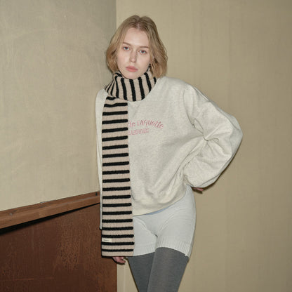 Plain Striped Wool Scarf Soft Warm Winter Neck Wrap