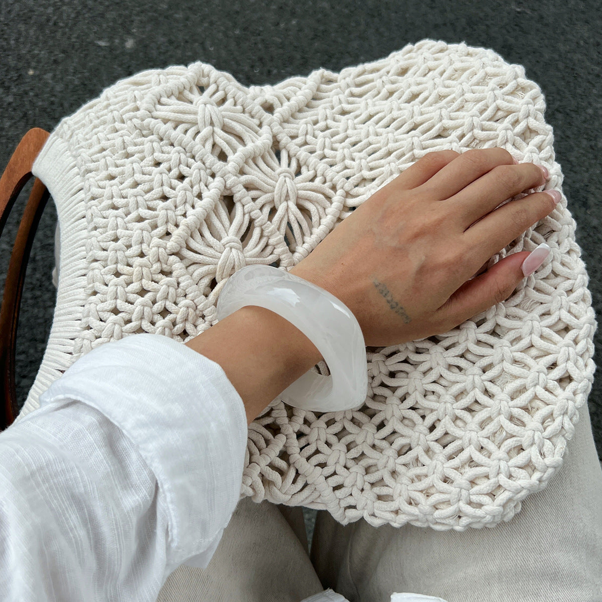 Geometric Acrylic Macaron Bangles Trendy Semi-Transparent Bracelets