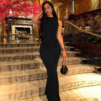 Stylish Solid Color Short Sleeve Dress for Women