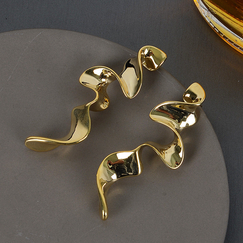 Geometric Gold Plated Earrings For Women Fashion Luxurious Style