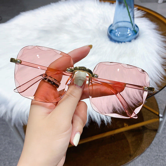 Trendy Fashionable Frameless Sunglasses Pink UV400 Protection
